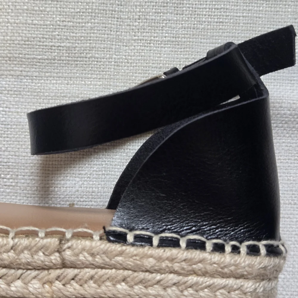 Old Navy Black Espadrille Ankle-Strap Flats Size 6